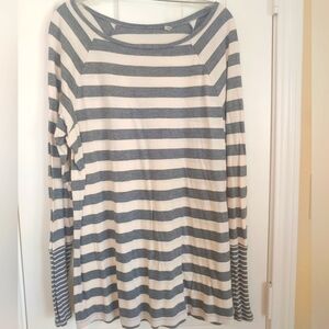 XL Caslon Gray/Cream Striped Knit Top